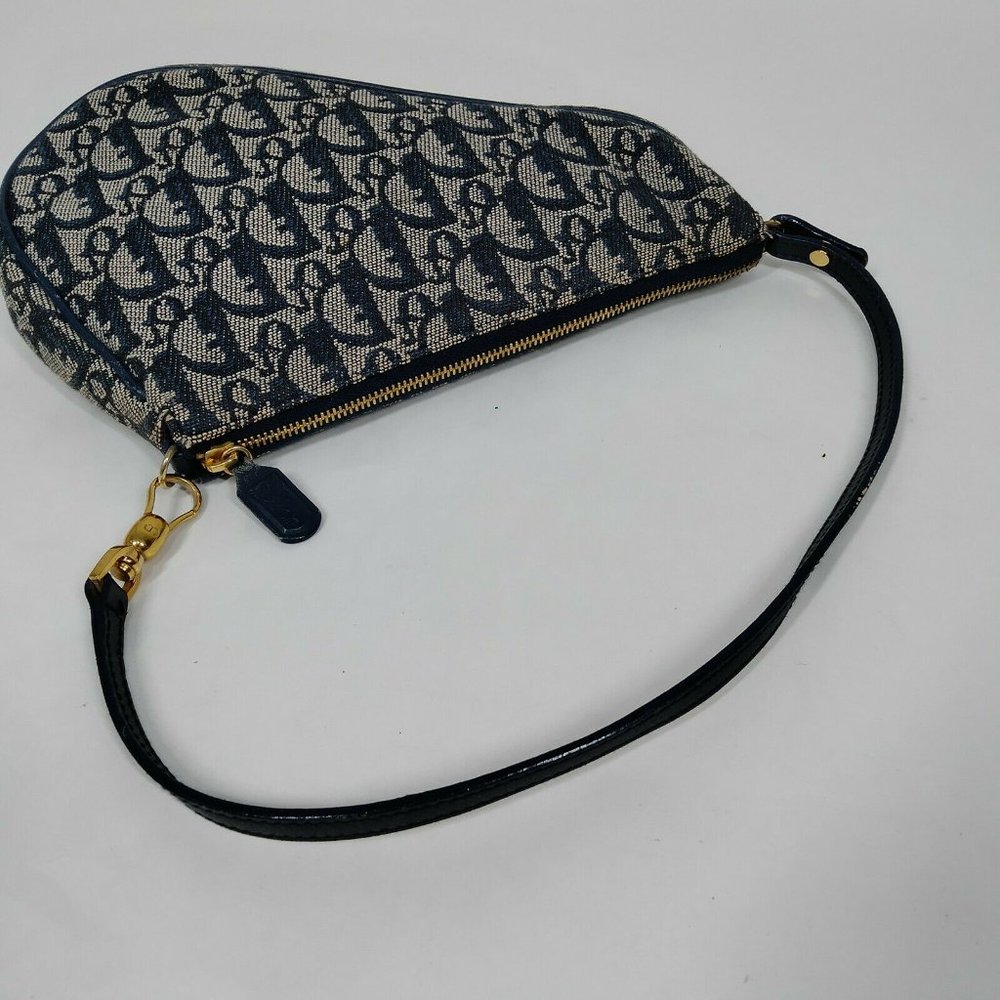 100% Authentic Christian Dior Blue Canvas Hand Bag - Picture 4 of 10